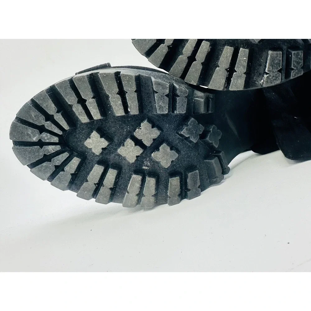 Fashion Nova Black Lace Up Platform Block Heel Lug Sole Sandals Womens Size 11